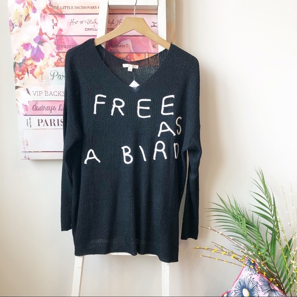 Sweaters - Free as Bird Oversized knit graphic sweater